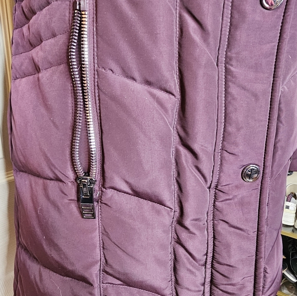Kenneth Cole Plum Purple Feather Down Mid Trench Coat Jacket Parka Sz.M - Picture 9 of 9